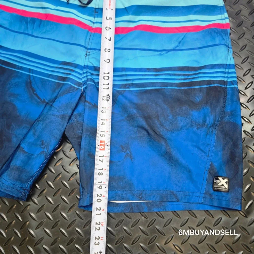 ZeroXposur Mens XXL Board Shorts Blue Striped Swim Trunks A88111S NVY IBIZA